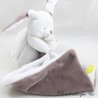 Doudou handkerchief rabbit BABY NAT' brown white gray puppet with blanket BN0466