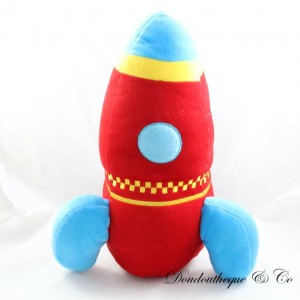 Peluche fusée spatiale BABOU rouge bleu