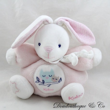 Doudou patapouf rabbit KALOO Imagine Lapinou rose white owl 18 cm