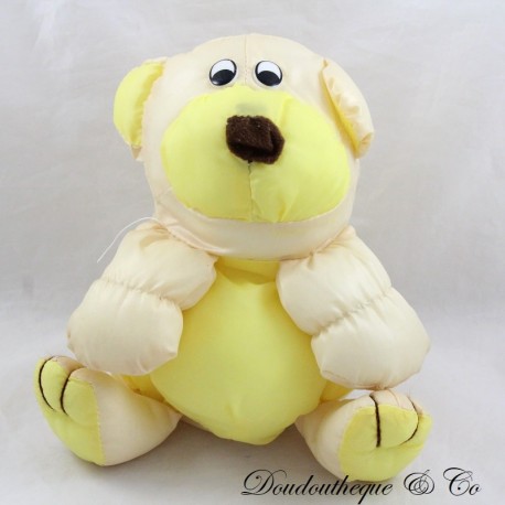 Oso de peluche estilo Puffalump en lona de paracaídas amarillo beige sentado 19 cm