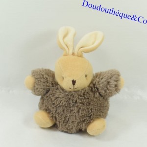 Peluche boule lapin KALOO Fur fourrure marron 12 cm