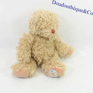 Peluche ours MOULIN ROTY collection les ours beige poils longs 20 cm