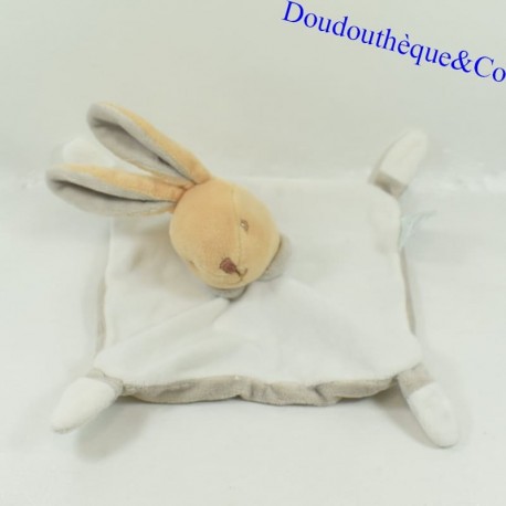 Doudou flaches Kaninchen MY LITTLE PEBBLES CMP Weiß taupe 18 cm