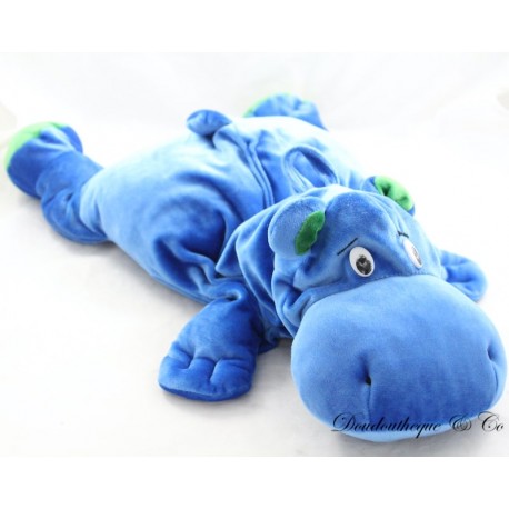 Peluche vintage hippopotame SUPERTOYS Super Toys bleu vert Peluche vintage hippopotame SUPERTOYS Super Toys bleu vert