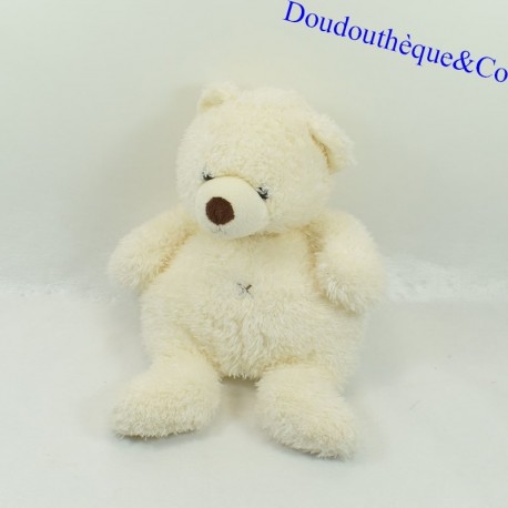 Peluche orso STORIA DI ORSO bianco naso marrone croce ventre 28 cm