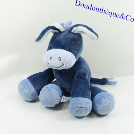 Plush Alex donkey NATTOU Alex & Bibou navy blue and light blue bandana 20 cm