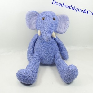Peluche éléphant MINOUCHE bleu paillettes argentées 44 cm