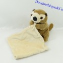 Plush Raccoon Eco-6 handkerchief beige and brown 15 cm