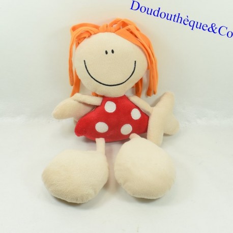 Bambola di peluche Fulanita Catarina abito rosso pois bianco 34 cm