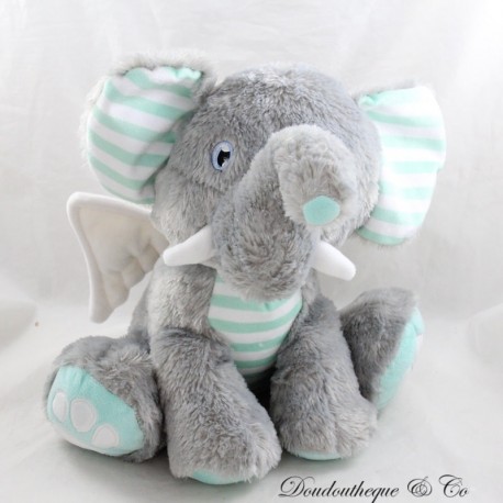 Peluche éléphant SANODIANE ailes bouillotte graines de lin poche dos 25 cm