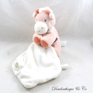Doudou handkerchief horse BARLEY SUGAR pink orange handkerchief white 28 cm