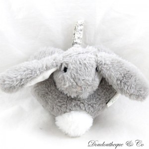 Musical plush rabbit ATMOPSHERA KIDS heart gray white 17 cm