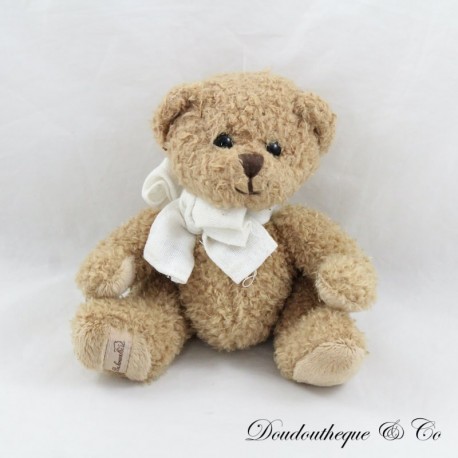 Plush bear BUKOWSKI brown white knot