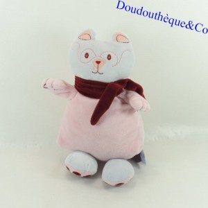 Plüschkatze NOUNOURS Rosenschal Bordeaux Brille 30 cm