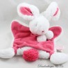 Doudou flaches Kaninchen DOUDOU ET COMPAGNIE Pompon Erdbeere rosa und weiß 28 cm