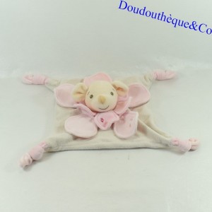 Flat cuddly toy rabbit NOUNOURS shape petals flowers pink 24 cm