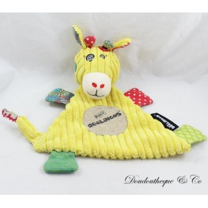 Doudou plat Operchos girafe LES DEGLINGOS jaune