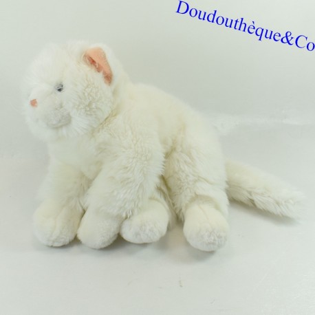 Peluche Chat ANNA CLUB PLUSH blanc allongé 30 cm