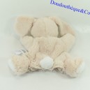 Doudou títere conejo TEX BABY beige blanco pelo largo Encrucijada 23 cm