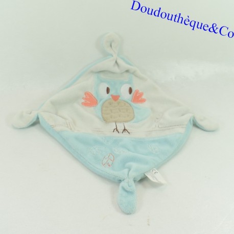 Flaches Kuscheltier Eule NICOTOY blaue Eule 4 quadratische Knoten 20 cm Flaches Kuscheltier Eule NICOTOY blaue Eule 4 quadratische Knoten 20 cm