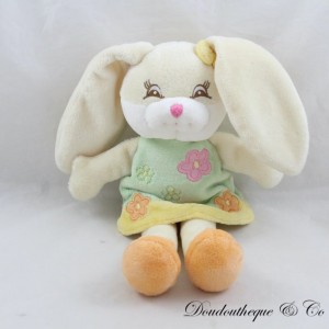 Peluche lapin KIMBALOO robe verte