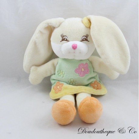 Peluche lapin KIMBALOO robe verte