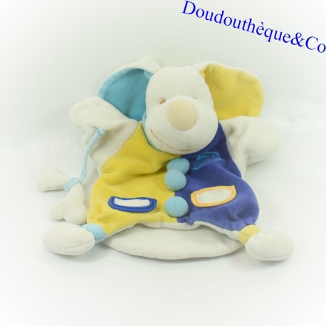 Doudou perro títere DOUDOU ET COMPAGNIE con hueso Arlequín 25 cm