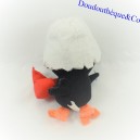 Peluche poussin Calimero noir blanc avec baluchon rouge 14 cm