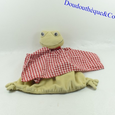 Flat blanket frog IKEA apron red and white green body 32 cm Flat blanket frog IKEA apron red and white green body 32 cm