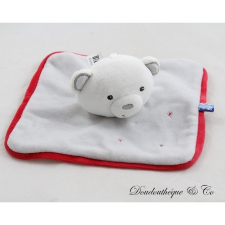 Flaches Kuscheltier Bär GERSTE ZUCKER quadratisch grau rot Flocken 20 cm Flaches Kuscheltier Bär GERSTE ZUCKER quadratisch grau rot Flocken 20 cm