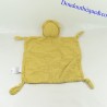 Flaches Kuscheltier Löwe VERTBAUDET lange senf quadratisch 4 geknotete Ecken 36 cm