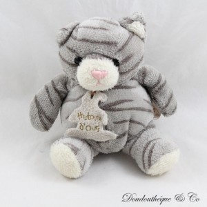 Pequeño gato de peluche tigre HISTORIA DEL OSO bola rayada gris 14 cm