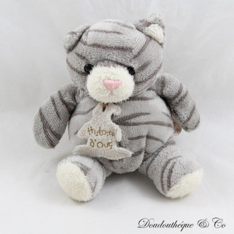 Kleine Plüschkatze Tiger BEAR STORY grau gestreifte Kugel 14 cm