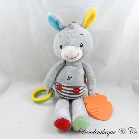 Donkey Awakening Plush MINIMI Lilliputiens Grey Carrot Blue 32 cm