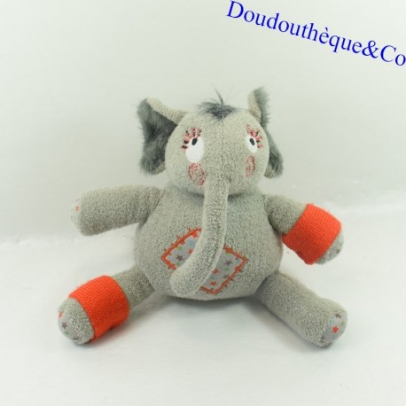 CATIMINI grey and red grey and red knitted and striped elephant plush toy 22 cm