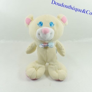 Plush Bear Cozies FISHER PRICE Beige Embossed Effect Bow Tie Vintage 1994
