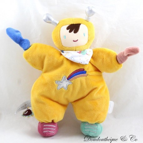 Halbflaches Kuscheltier Astronaut Marsianer COROLLA Safran Sternschnuppenglocke 26 cm