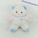 Osito de peluche BOULGOM azul blanco vintage nariz rosa 30 cm