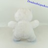 Osito de peluche BOULGOM azul blanco vintage nariz rosa 30 cm