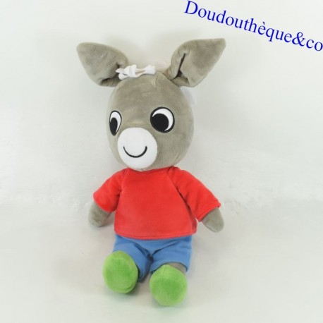 Peluche âne Trotro JEMINI t-shirt rouge short bleu 33 cm