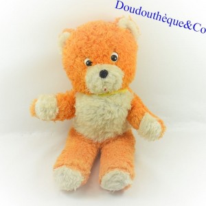 Vintage orange white NO BRANDED bear plush sticks out its tongue 40 cm
