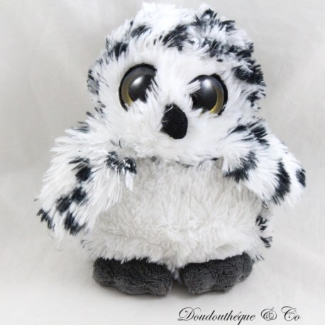 Peluche hibou chouette NATURE PLANET gris blanc gros yeux 17 cm