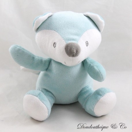 Fox plush NICOTOY blue green white seated 18 cm