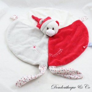 Doudou plat ours GIPSY rond rouge