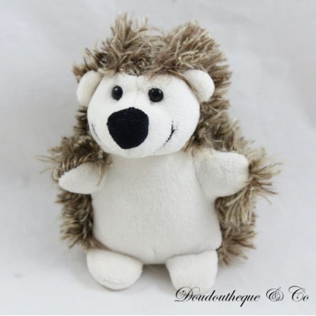 Mini Erizo Peluche Beige Marrón Pelo Largo