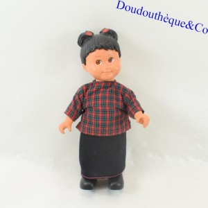 Poupée brune LEGO DUPLO haut a carreaux et jupe vintage 15 cm