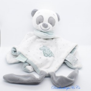 Loulou Panda NATTOU flat cuddly toy grey white green 26 cm