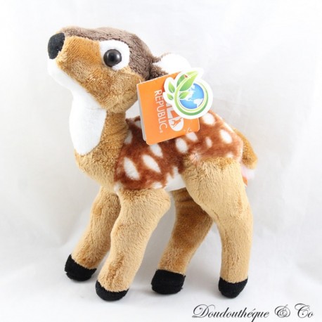 Peluche faon biche WILD REPUBLIC marron blanc 24 cm Neuf