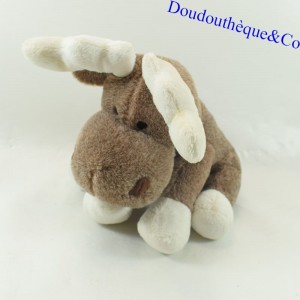 Peluche renne FIZZY Cerf élan marron et blanc 20 cm