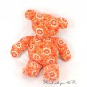 Peluche ours DPAM Du pareil au même tissu fleuri orange 30 cm